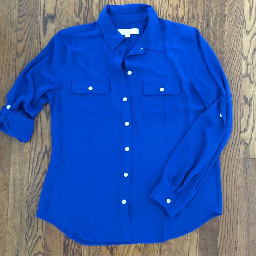 Ann Taylor Loft blue utility blouse - like new